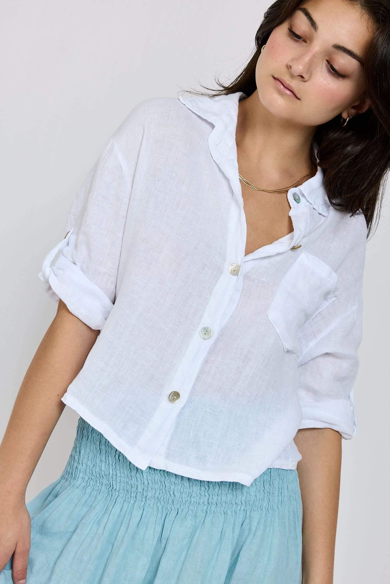 Italian Linen Crop Buttonup