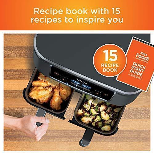 Ninja DZ201 Foodi 6in1 2Basket Air Fryer with DualZone Technology, 8Quart Capacity, and a Dark Grey Stainless Finish