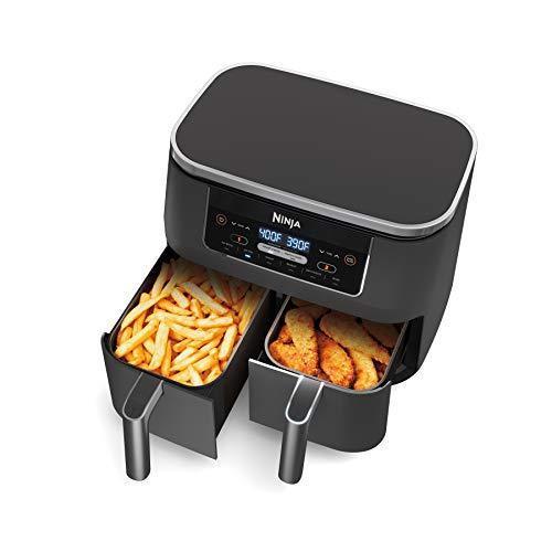 Ninja DZ201 Foodi 6in1 2Basket Air Fryer with DualZone Technology, 8Quart Capacity, and a Dark Grey Stainless Finish