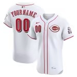 Men's Cincinnati Reds Nike White Home Elite Sponsor Patch Custom Jersey