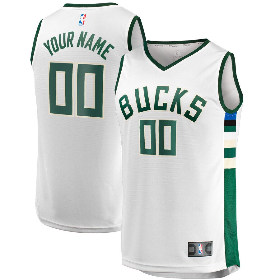 Youth Milwaukee Bucks Fanatics White Fast Break Replica Custom Jersey - Association Edition
