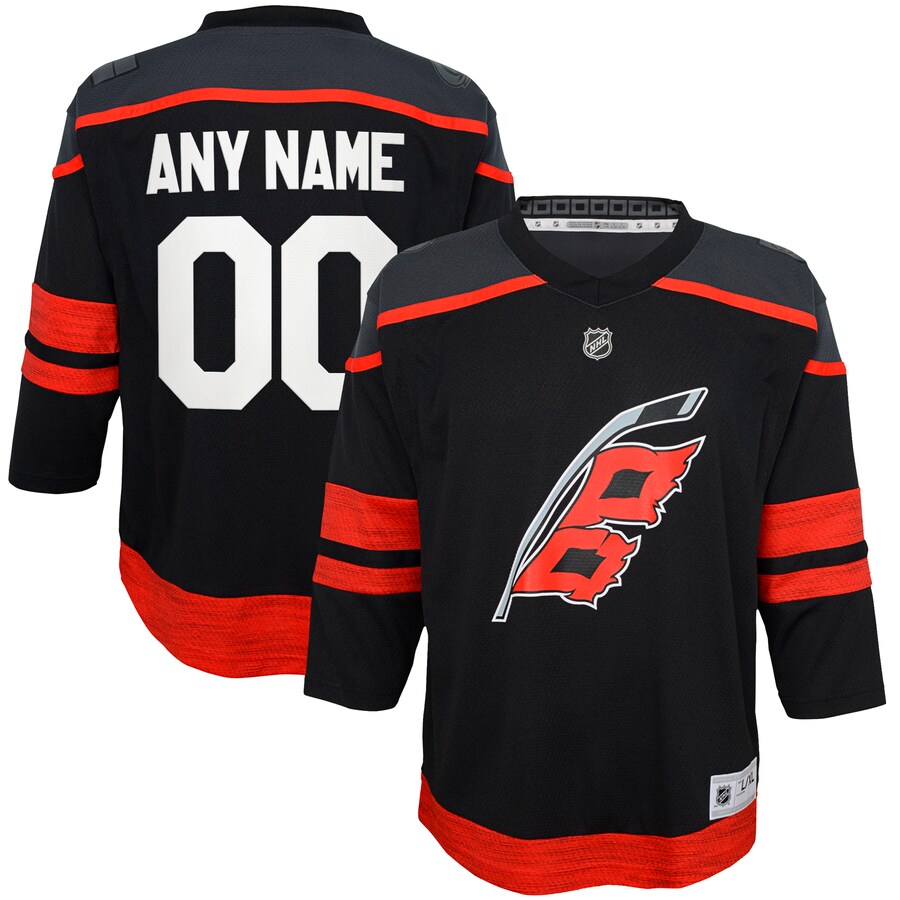 Youth Carolina Hurricanes Black Home Replica Custom Jersey