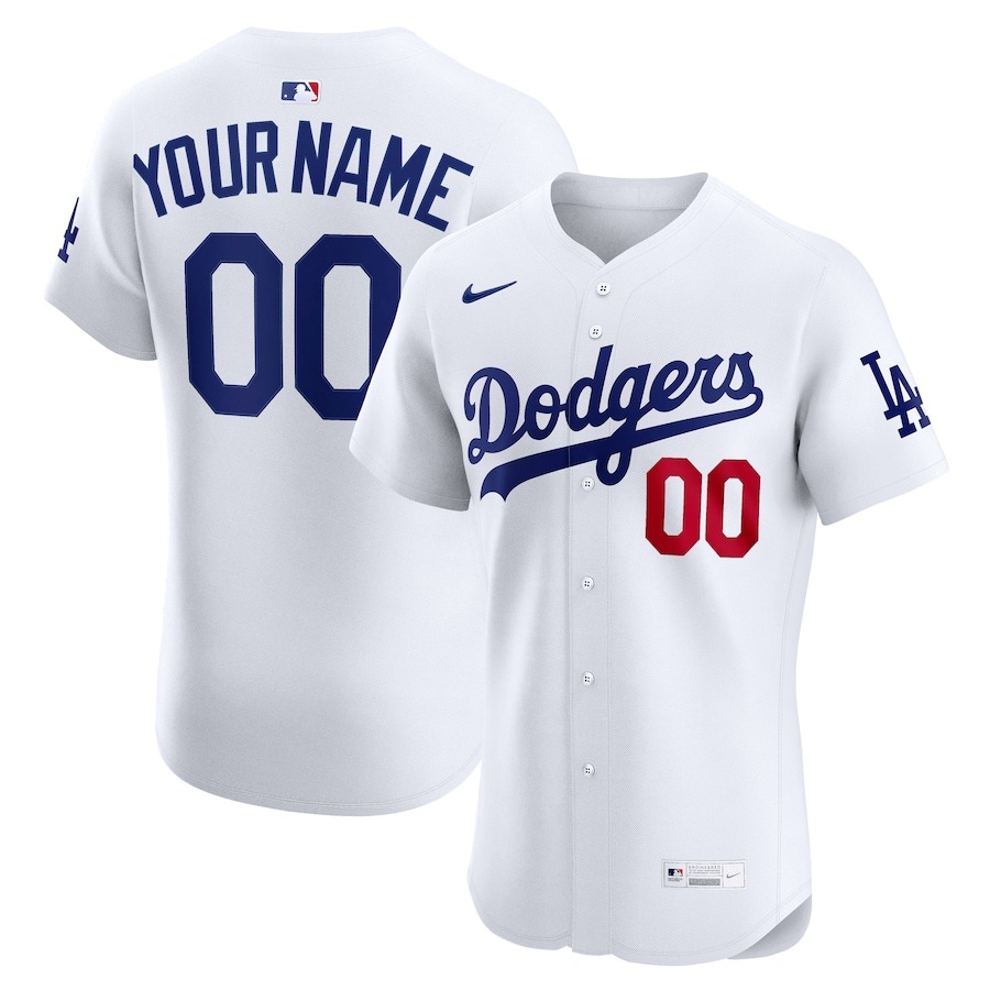 Men's Los Angeles Dodgers Nike White 2024 World Series Home Custom Elite Jersey
