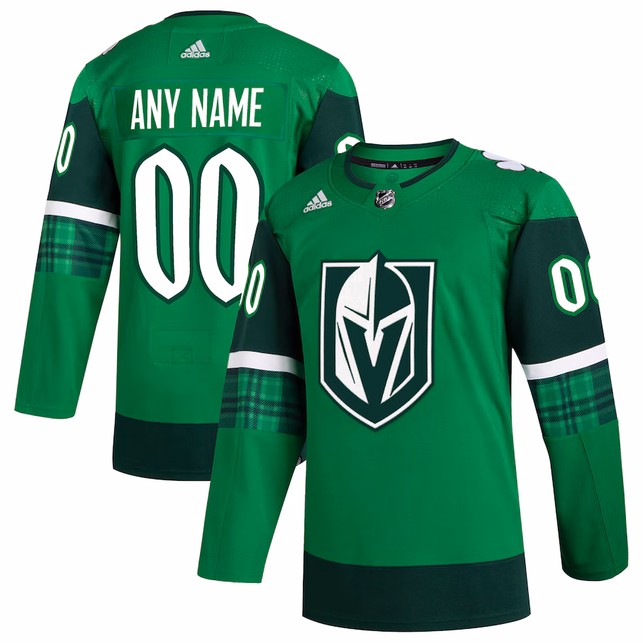 Men's Vegas Golden Knights adidas Kelly Green St. Patrick's Day Authentic Custom Jersey