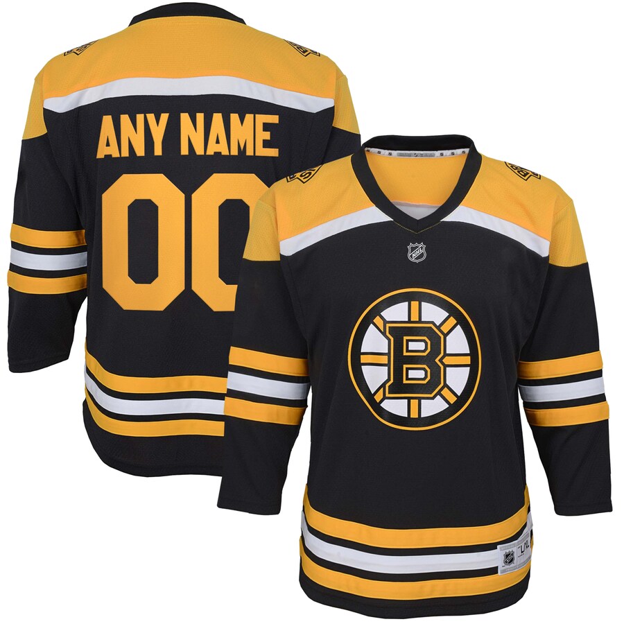 Youth Boston Bruins Black Home Replica Custom Jersey