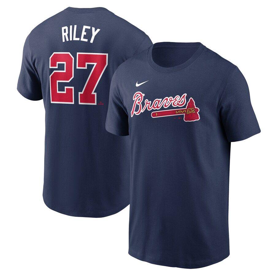 Men's Atlanta Braves Austin Riley Nike Navy Fuse Name & Number T-Shirt