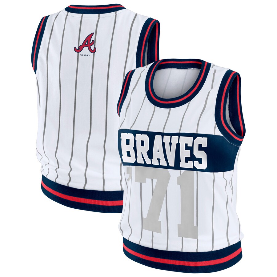 Women's Atlanta Braves WEAR by Erin Andrews White Sporty Tank Top