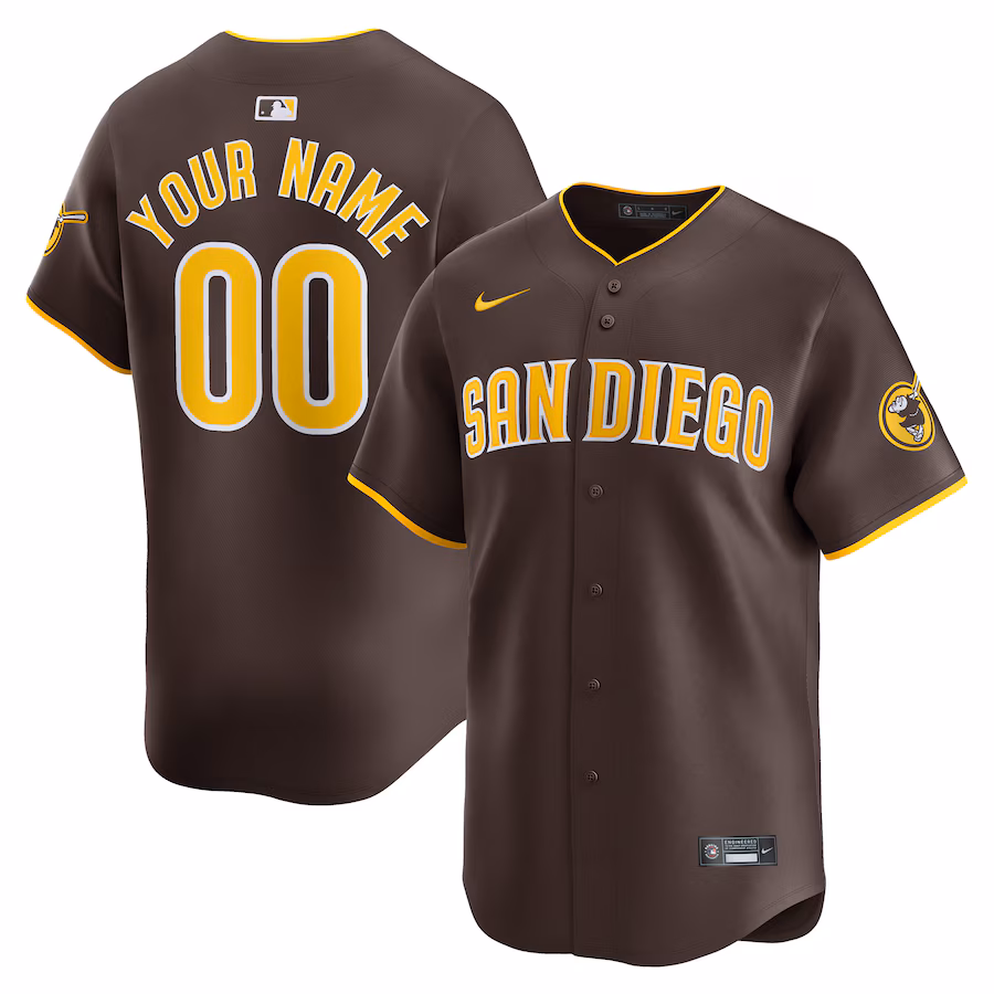 Men's San Diego Padres Nike Brown Away Limited Custom Jersey