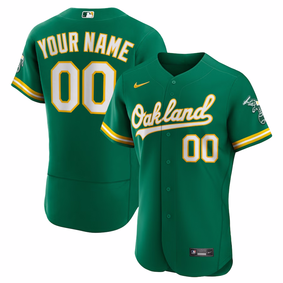 Men's Oakland Athletics Nike Kelly Green Alternate Authentic Custom Jersey