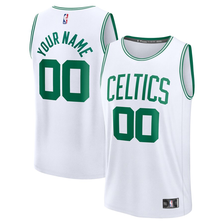 Youth Boston Celtics Fanatics White Custom Fast Break Jersey - Association Edition