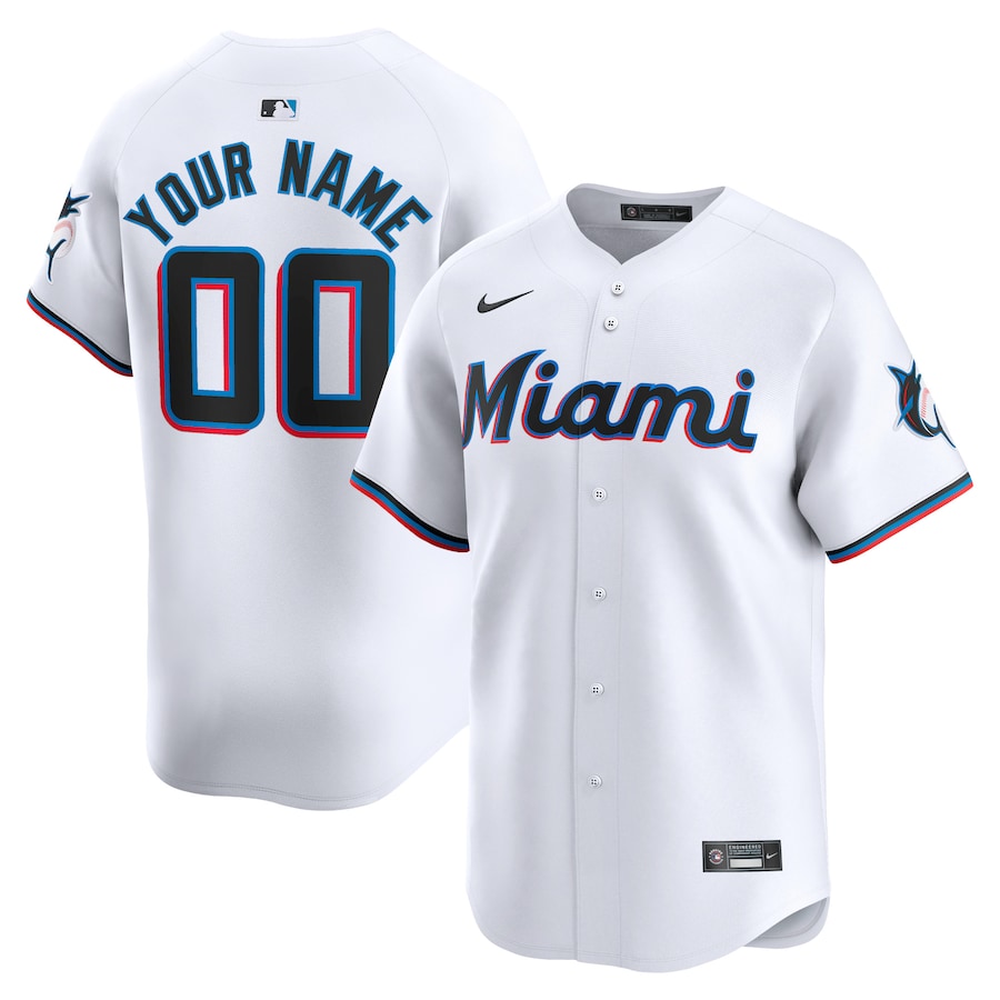 Youth Miami Marlins Nike White Home Limited Custom Jersey
