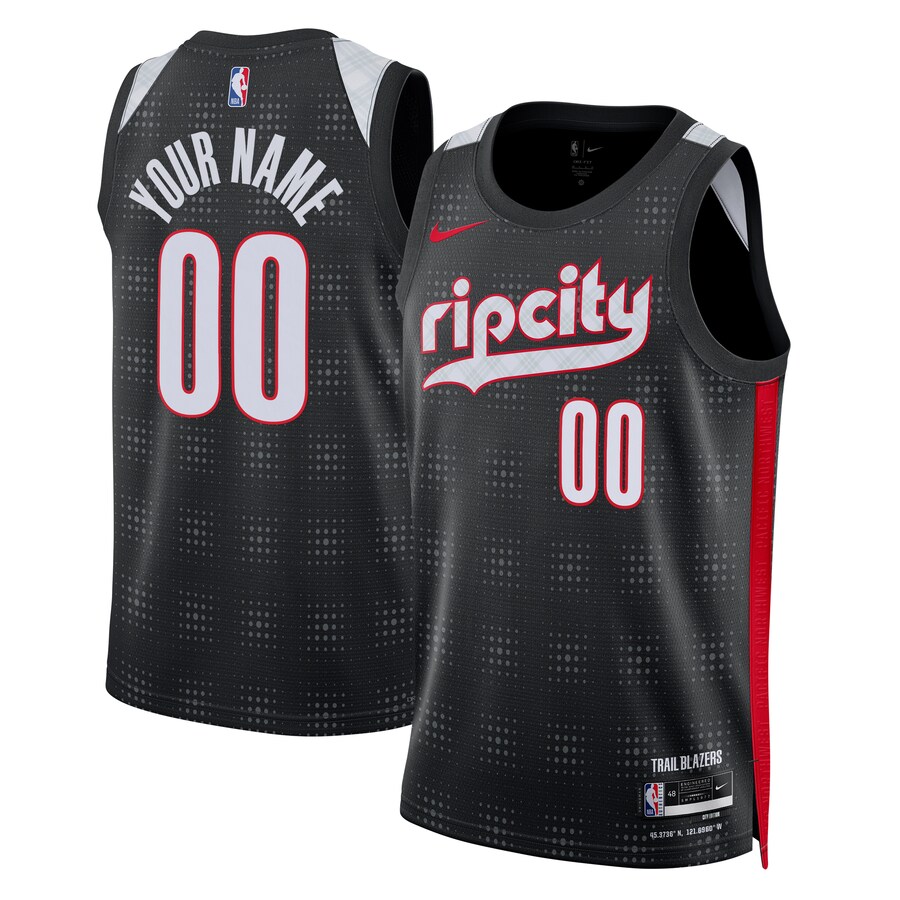 Unisex Portland Trail Blazers Nike Black 2024/25 Custom Swingman Jersey - City Edition