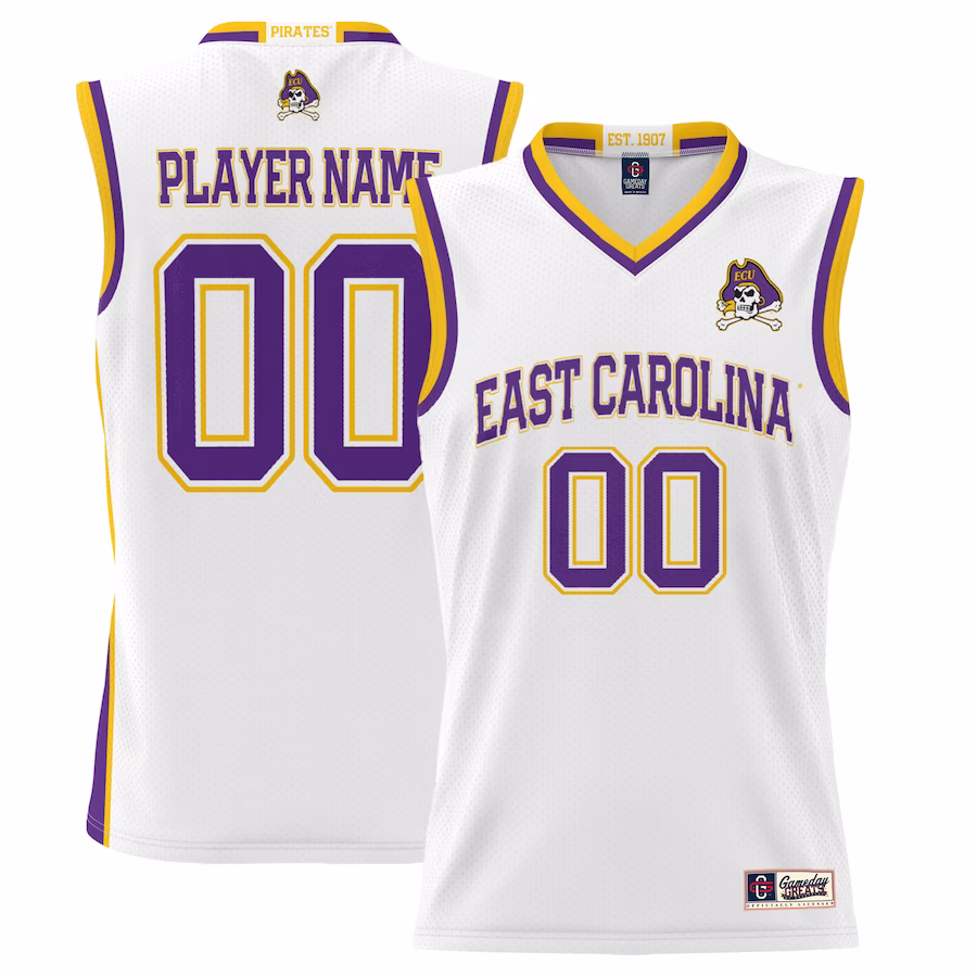 ECU Pirates GameDay Greats Unisex Lightweight NIL Pick-A-Player Basketball Jersey - White