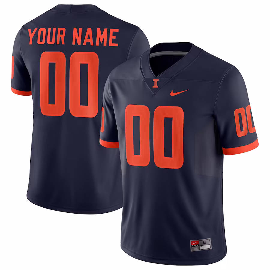 Illinois Fighting Illini Nike Football Custom Game Jersey - Navy