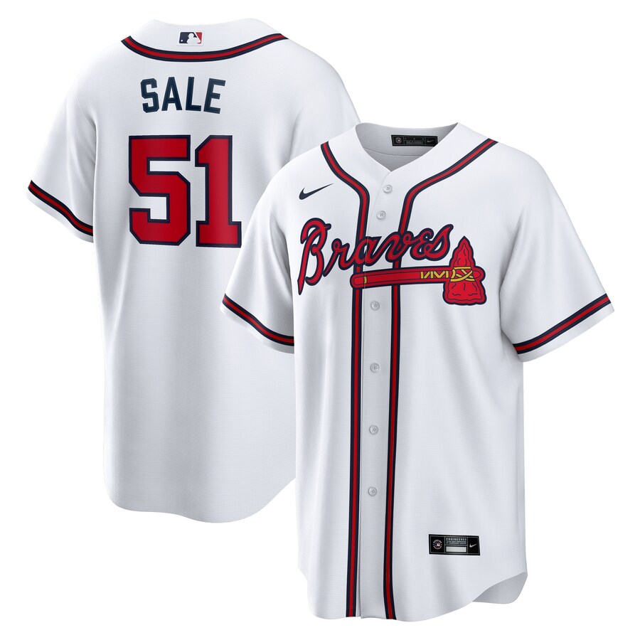Men's Atlanta Braves Chris Sale Nike White Home Replica Jersey