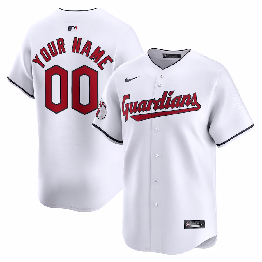 Men's Cleveland Guardians Nike White Home Limited Custom Jersey