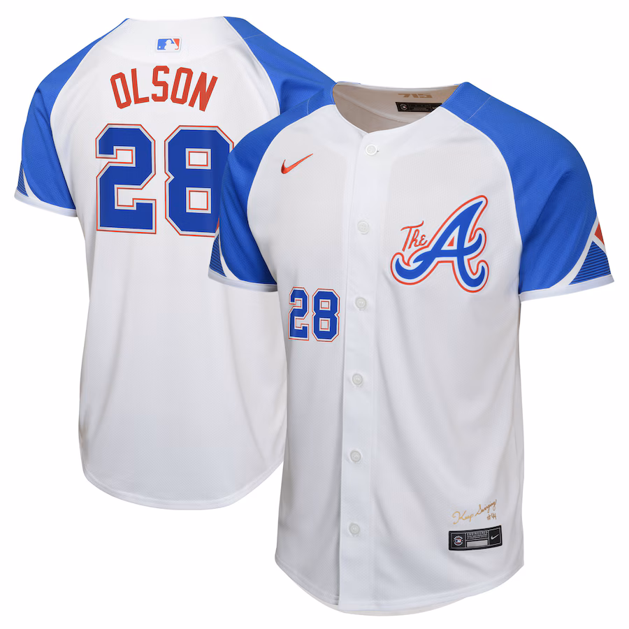 Youth Atlanta Braves Matt Olson Nike White City Connect Limited Player Jersey