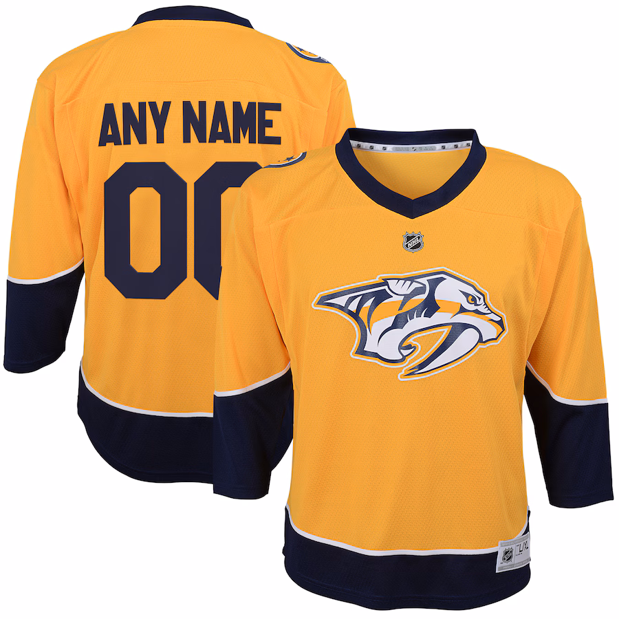 Youth Nashville Predators Gold Home Replica Custom Jersey