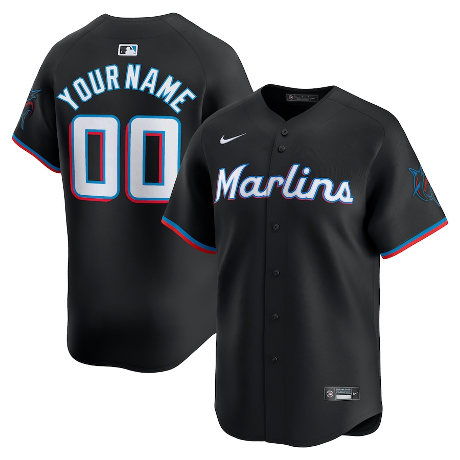 Men's Miami Marlins Nike Black Alternate Limited Custom Jersey
