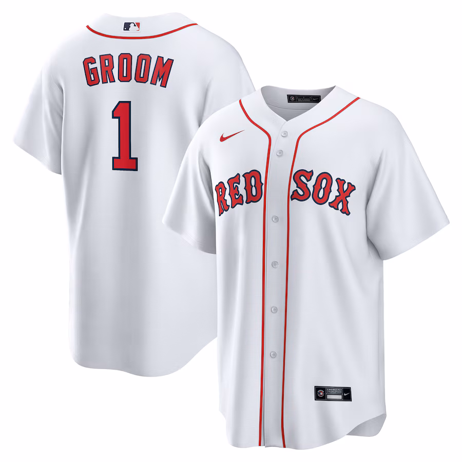 Men's Boston Red Sox Nike White #1 Groom Home Replica Jersey