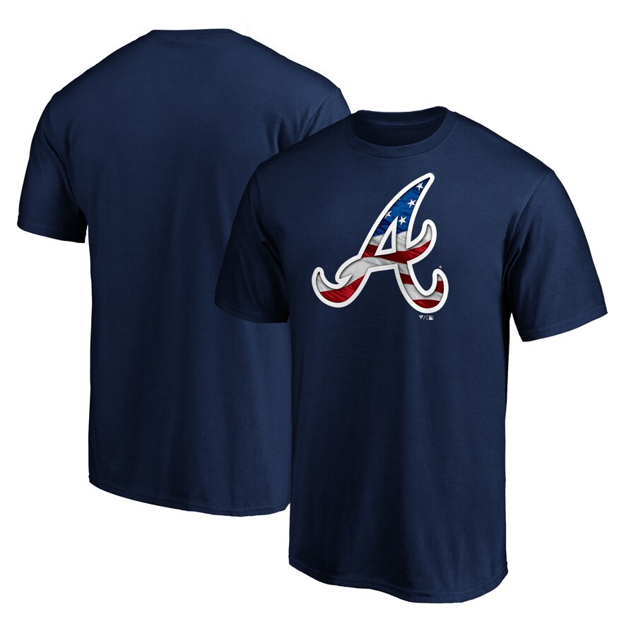 Men's Atlanta Braves Navy Team Banner Wave T-Shirt