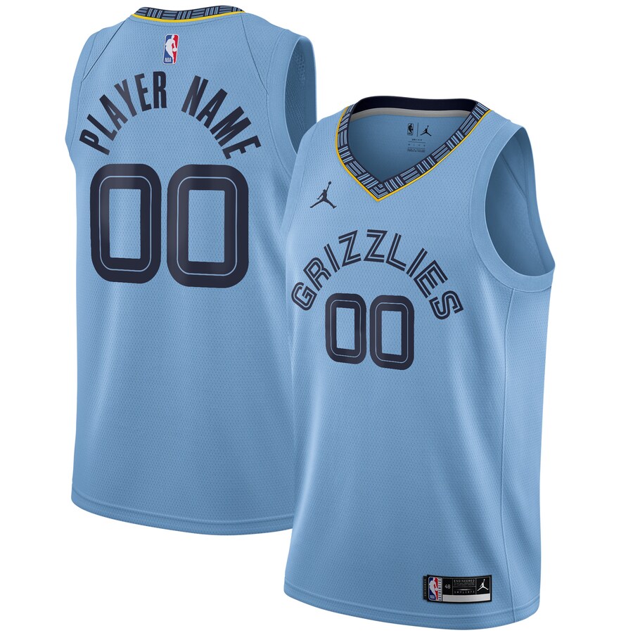 Men's Memphis Grizzlies Jordan Brand Light Blue Swingman Custom Jersey - Statement Edition