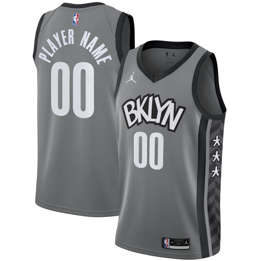 Men's Brooklyn Nets Jordan Brand Gray Swingman Custom Jersey - Statement Edition