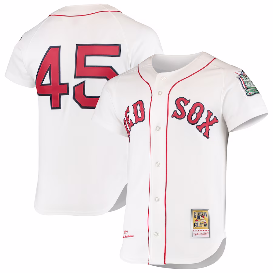 Men's Boston Red Sox Pedro Martinez Mitchell & Ness White 1999 Cooperstown Collection Home Authentic Jersey