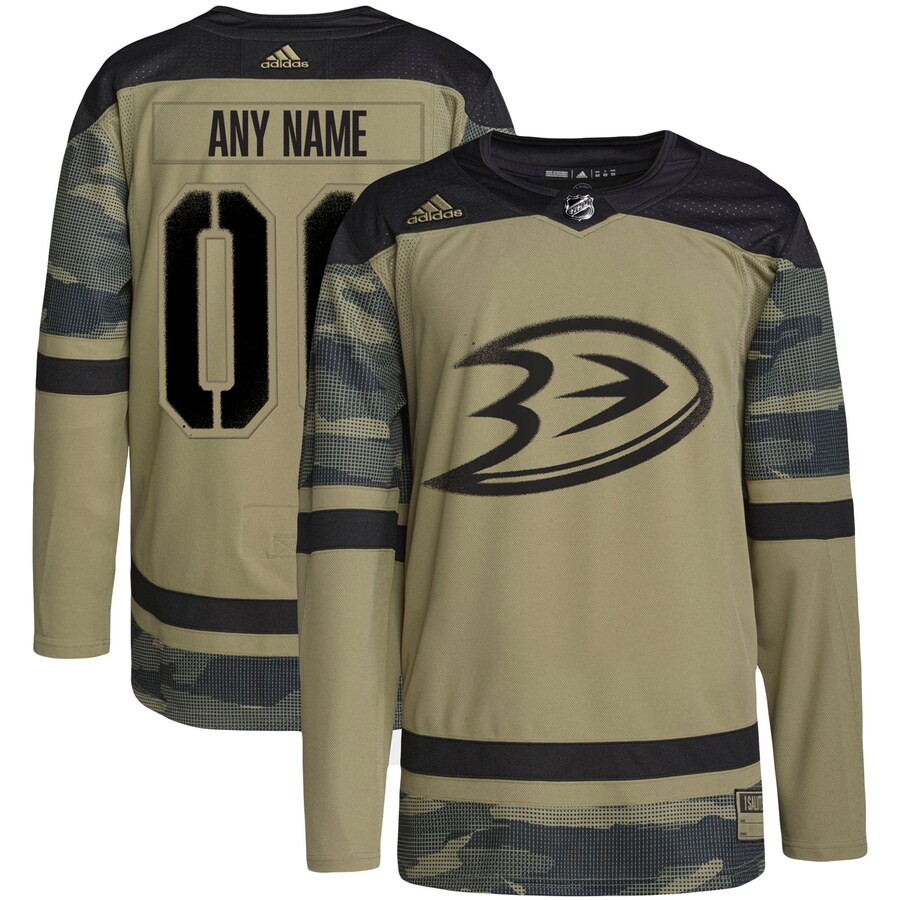 Men's Anaheim Ducks adidas Camo Military Appreciation Team Authentic Custom Practice Jersey
