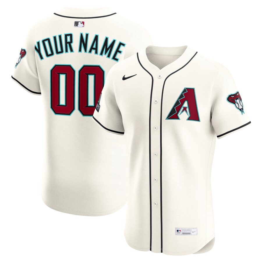 Men's Arizona Diamondbacks Nike Cream Home Elite Sponsor Patch Custom Jersey