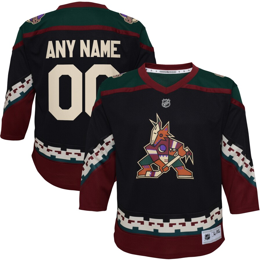 Youth Arizona Coyotes Black 2021/22 Home Replica Custom Jersey