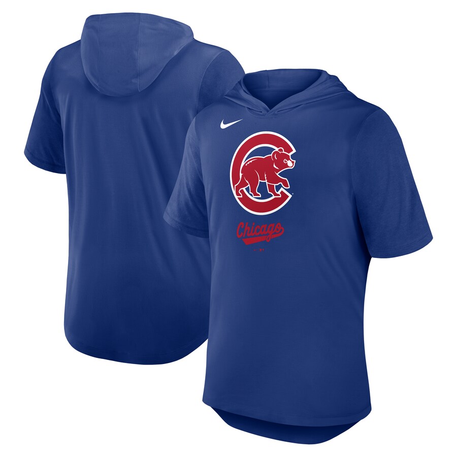 Men's Chicago Cubs Nike Royal Tri-Blend Hoodie T-Shirt