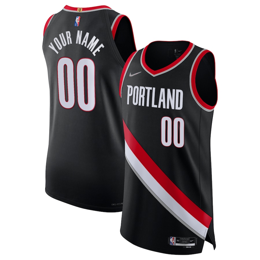 Men's Portland Trail Blazers Nike Black 2021/22 Diamond Authentic Custom Jersey - Icon Edition