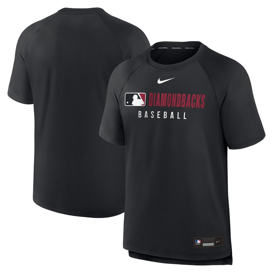 Men's Arizona Diamondbacks Nike Black Authentic Collection Pregame Raglan Performance T-Shirt