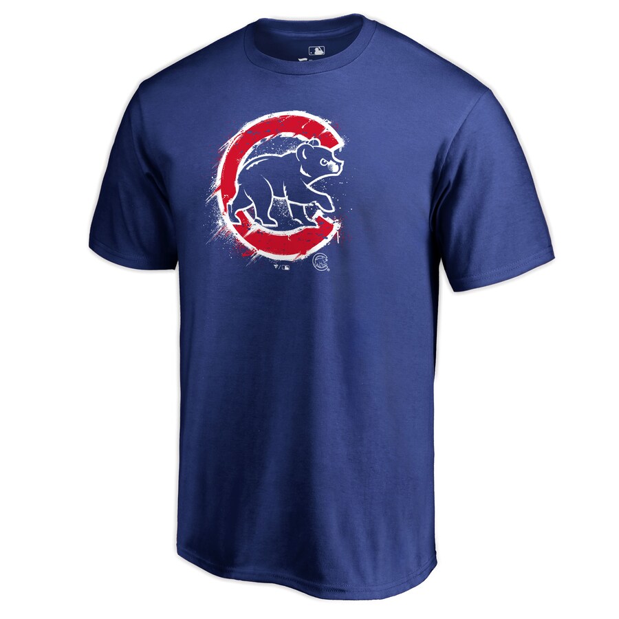 Men's Chicago Cubs Royal Splatter Logo T-Shirt