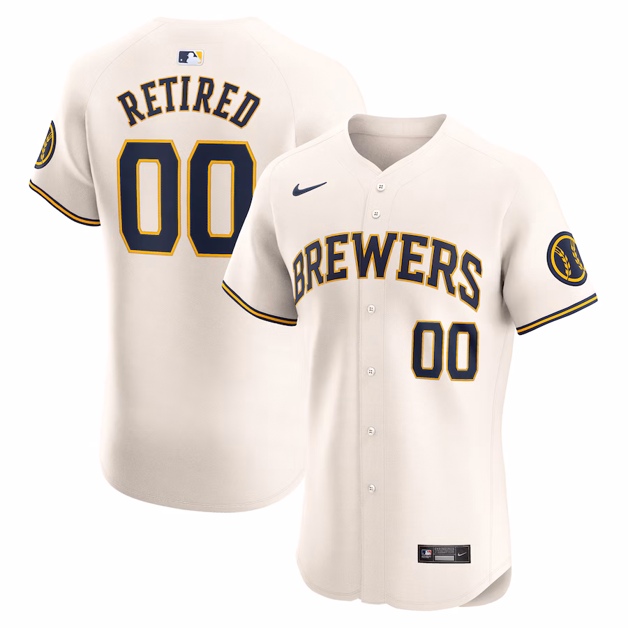 Men's Milwaukee Brewers Nike Cream Home Elite Pick-A-Player Retired Roster Jersey