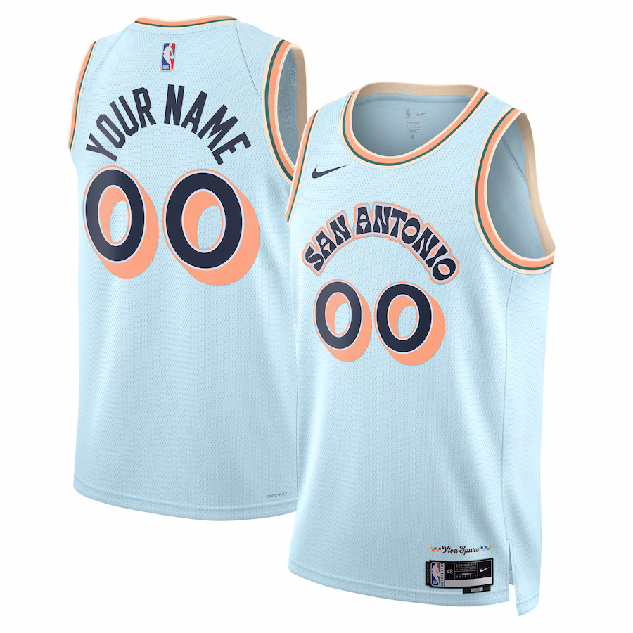 Unisex San Antonio Spurs Nike Light Blue 2024/25 Custom Swingman Jersey - City Edition