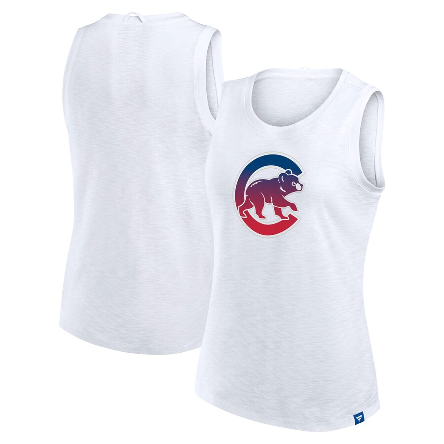 Women's Chicago Cubs Fanatics White Activate Slub Tank Top