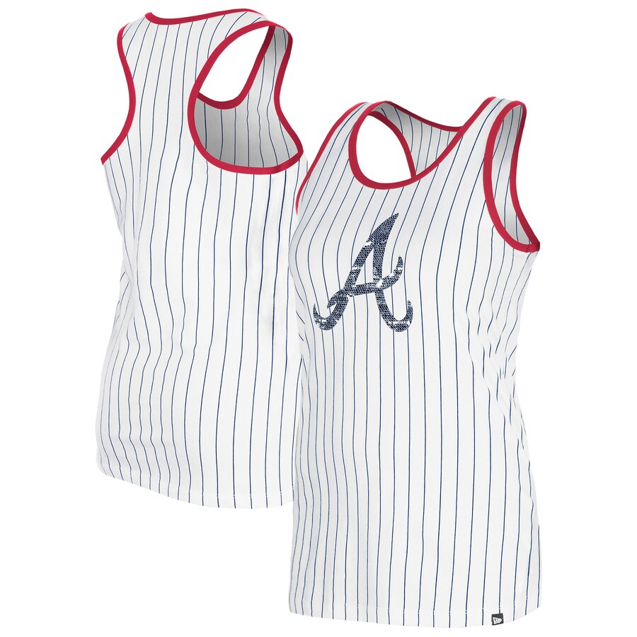 Women's Atlanta Braves New Era White Gameday Pinstripe Tank Top