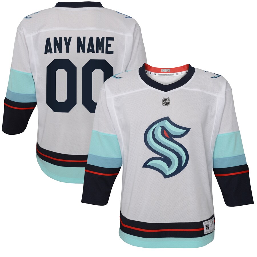 Youth Seattle Kraken White Away Replica Custom Jersey