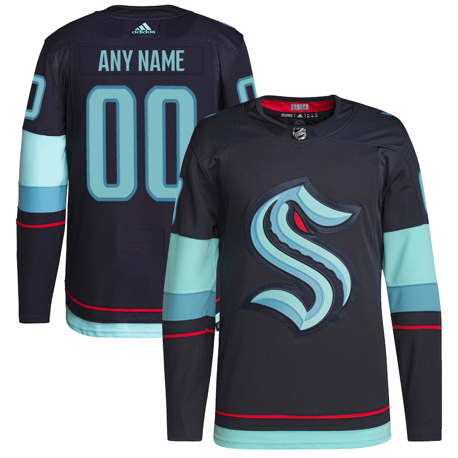 Men's Seattle Kraken adidas Navy Home Primegreen Authentic Custom Jersey