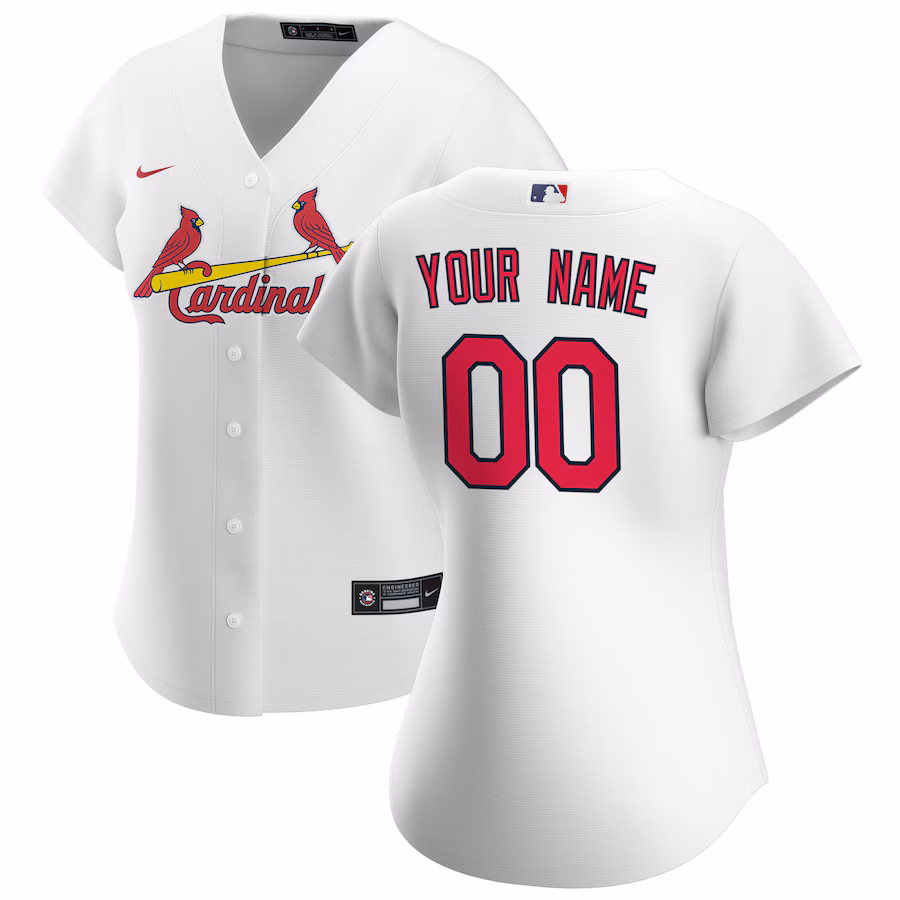 Women's St. Louis Cardinals Nike White Home Replica Custom Jersey