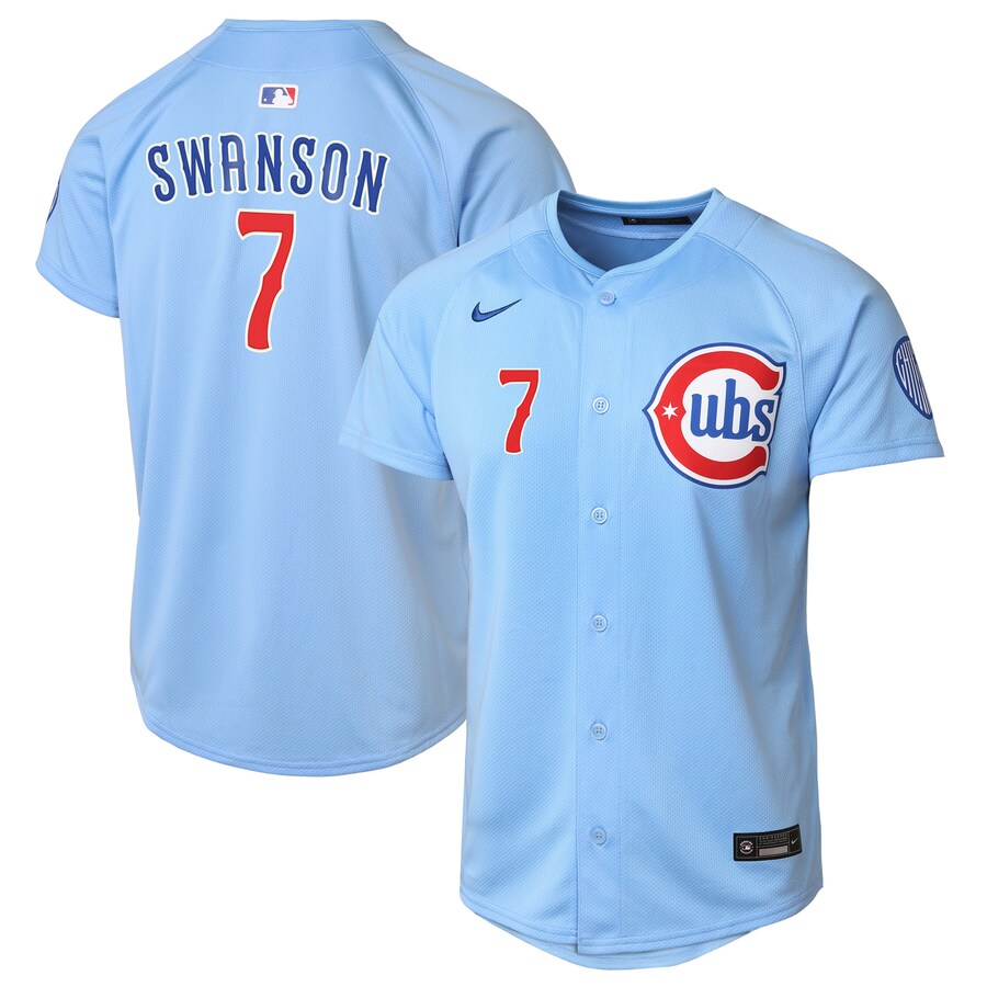 Youth Chicago Cubs Dansby Swanson Nike Light Blue 2nd Alternate Limited Player Jersey