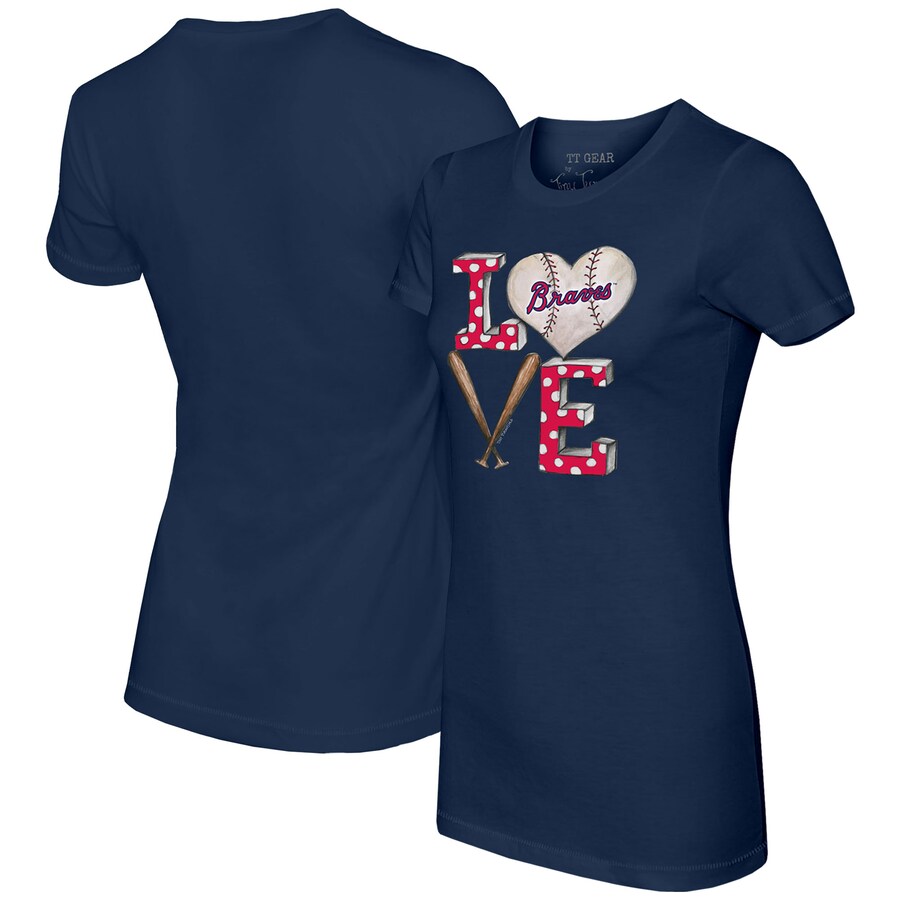 Women's Atlanta Braves Tiny Turnip Navy Baseball Love T-Shirt