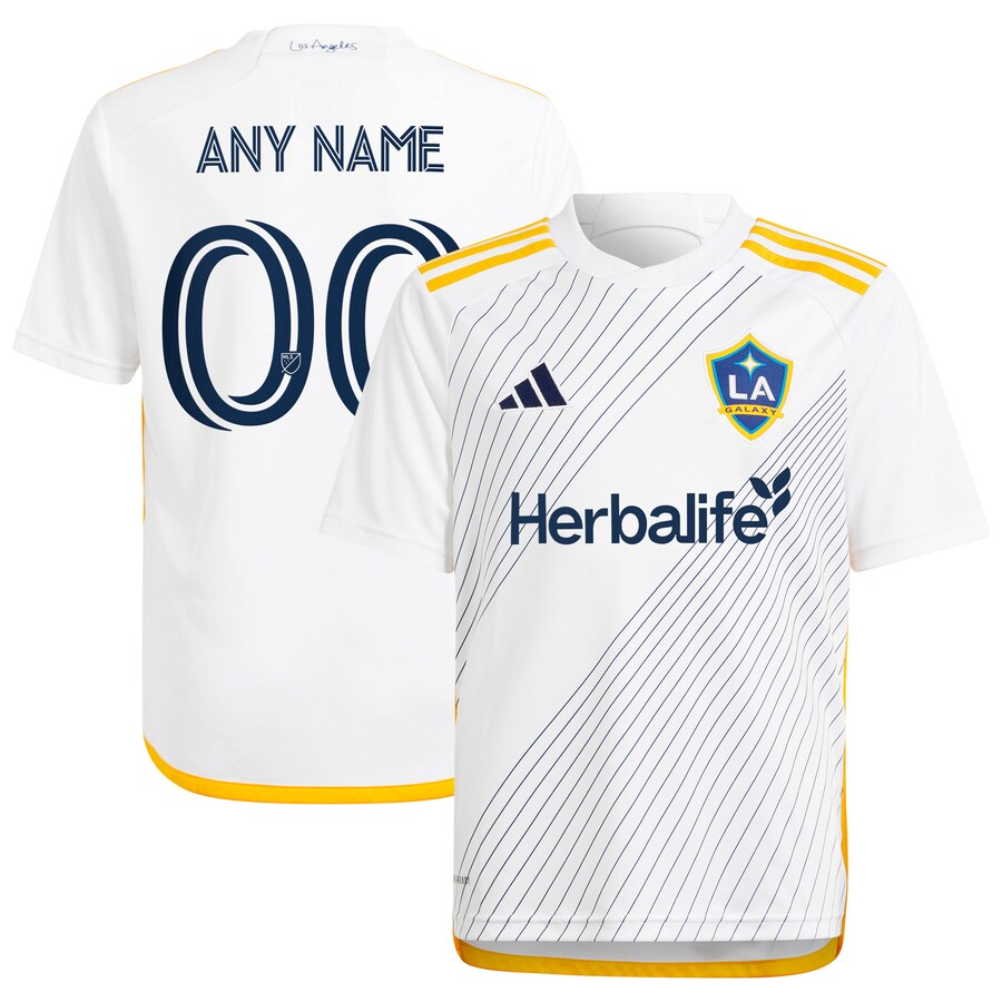 Youth LA Galaxy  adidas White 2024 Angeleno Kit Replica Custom Jersey