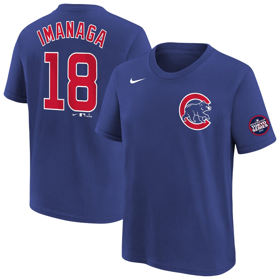 Youth Chicago Cubs Sh��ta Imanaga Nike Royal 2025 MLB World Tour: Tokyo Series Name & Number T-Shirt