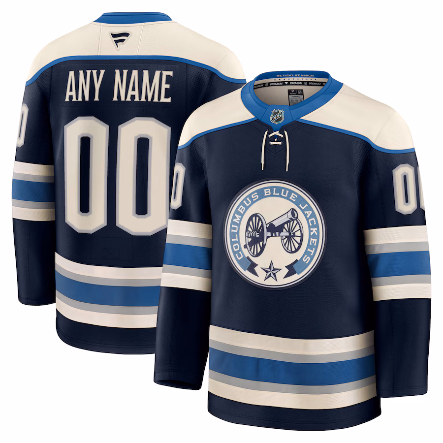 Men's Columbus Blue Jackets Fanatics Navy Alternate Premium Custom Jersey