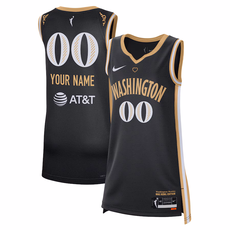 Unisex Washington Mystics Nike Black 2023 Rebel Edition Custom Victory Player Jersey