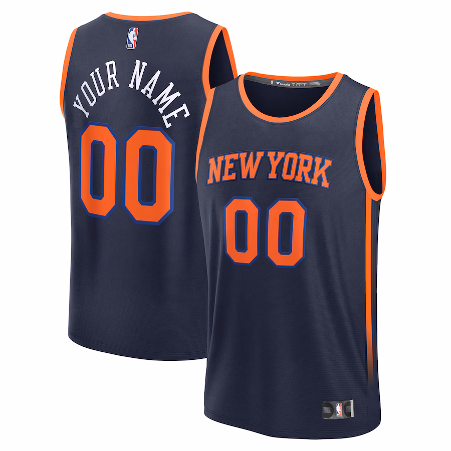 Youth New York Knicks Fanatics Navy Custom Fast Break Jersey - Statement Edition