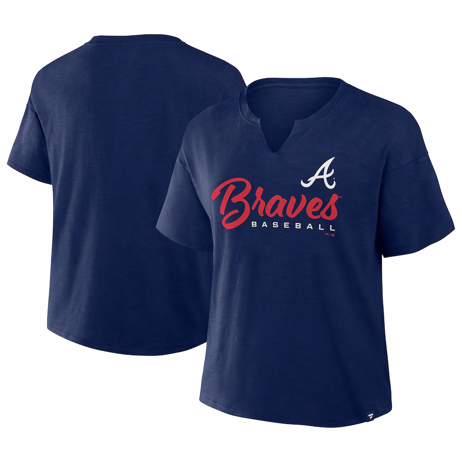 Women's Atlanta Braves Fanatics Navy Fan Fave Stadium Slub T-Shirt